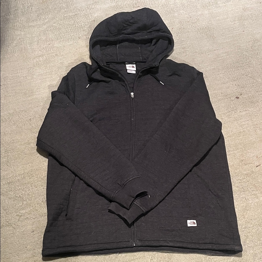 Men's The Northface gray Quilted Hoodie Sweater